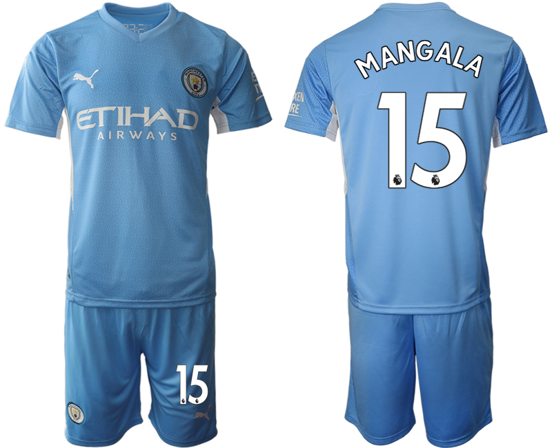 Men 2021-2022 Club Manchester City home Light blue #15 Soccer Jersey